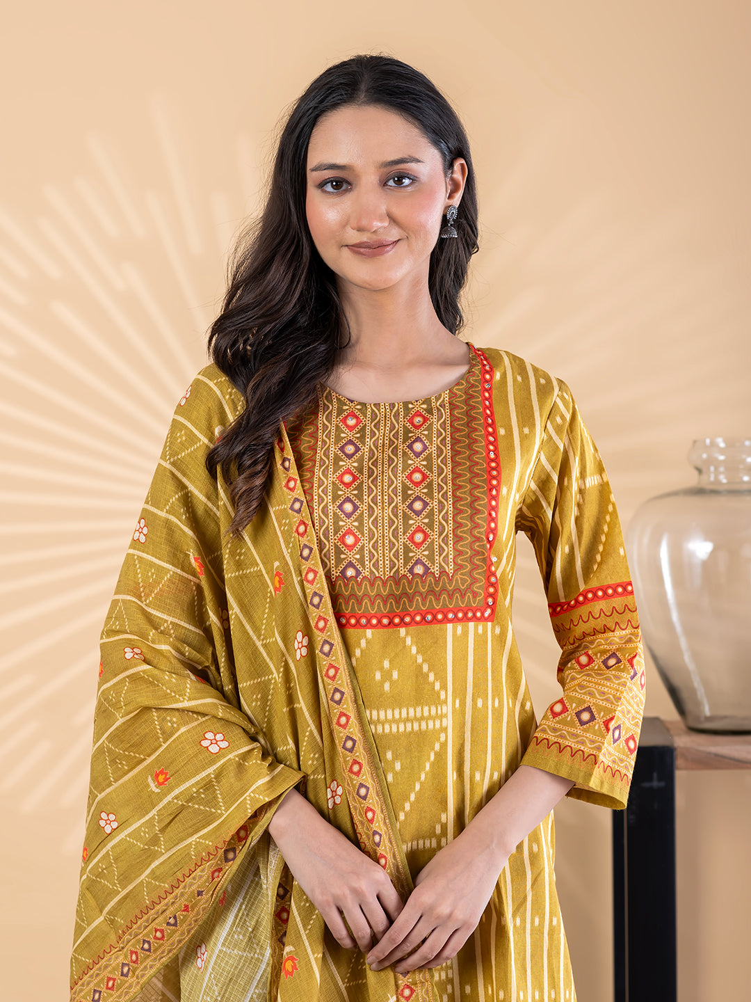 Mustard Bandhej Radiance Set Secondary image