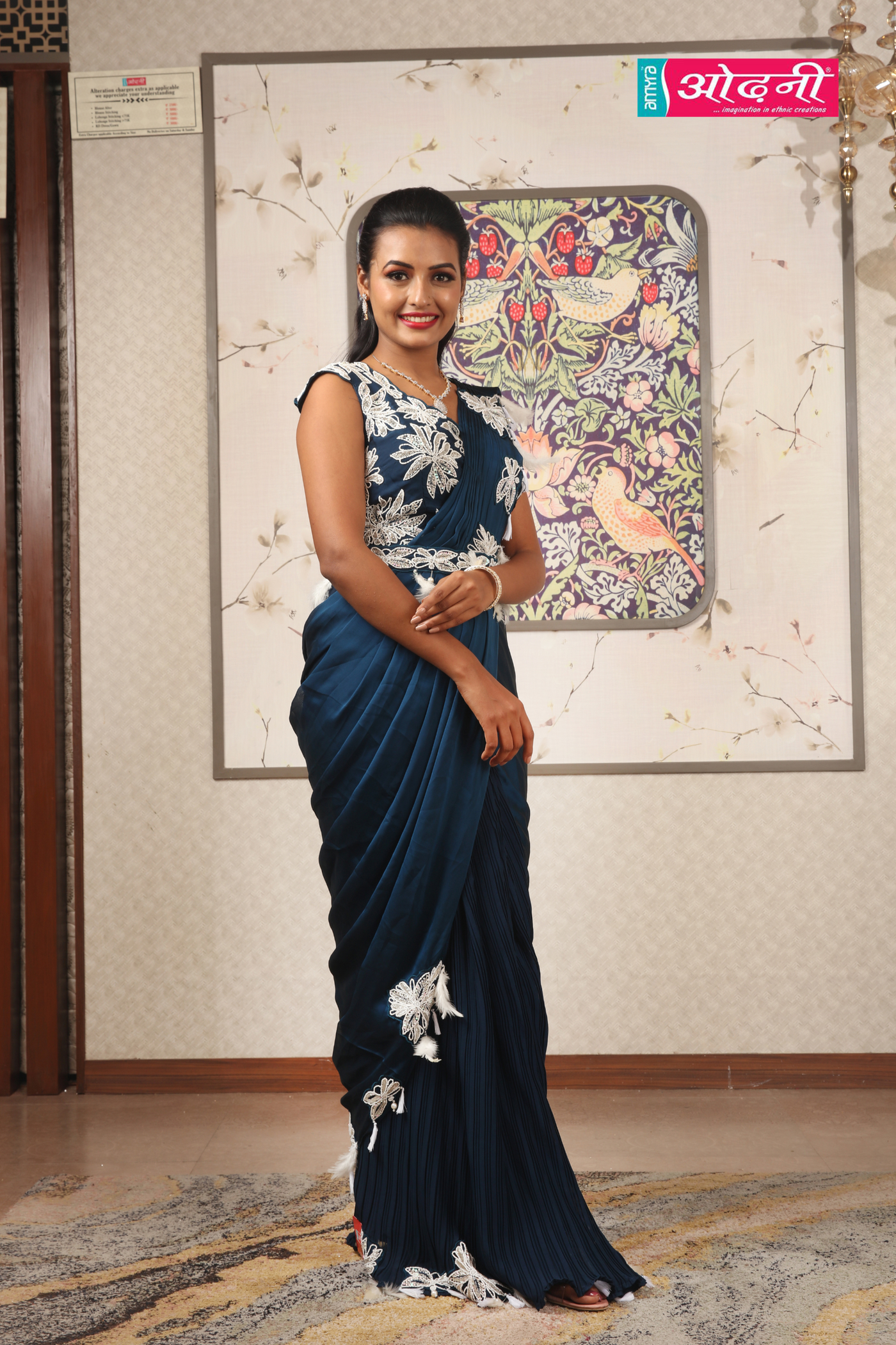 Midnight Blue Pre-Draped Saree (VC-182 BS-65)