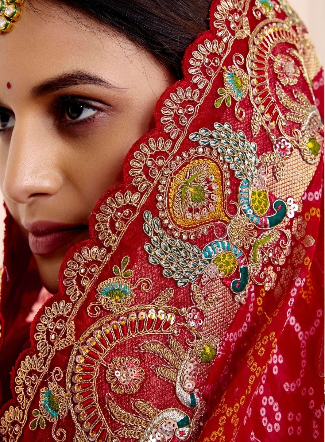 Roshini Bandhani Heritage Saree
