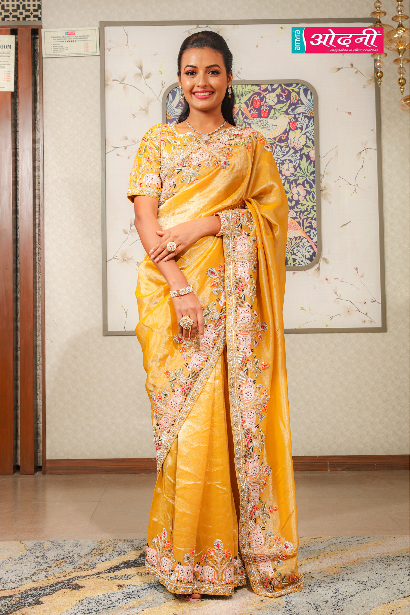 Mustard Bloom Embroidered Preety Saree (A-664 B-181)