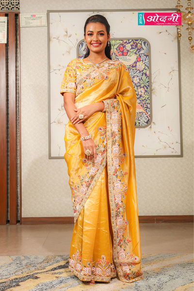 Mustard Bloom Embroidered Preety Saree (A-664 B-181)