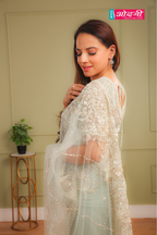 Mint Green Embellished Net Saree (2820 GS-86)