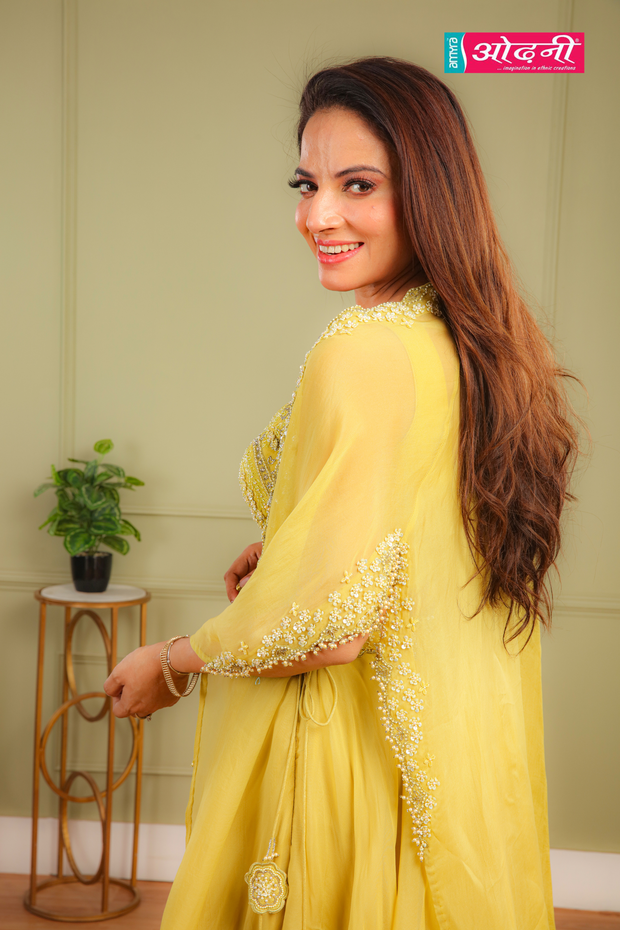 Yellow Embellished Lehenga with Cape (HA-3014 M-117)