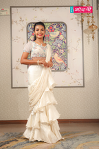 Ivory Ruffle Dream Drape Saree (ZW-4336 D-4)