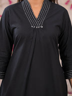 Midnight Bloom A-Line Kurta Set