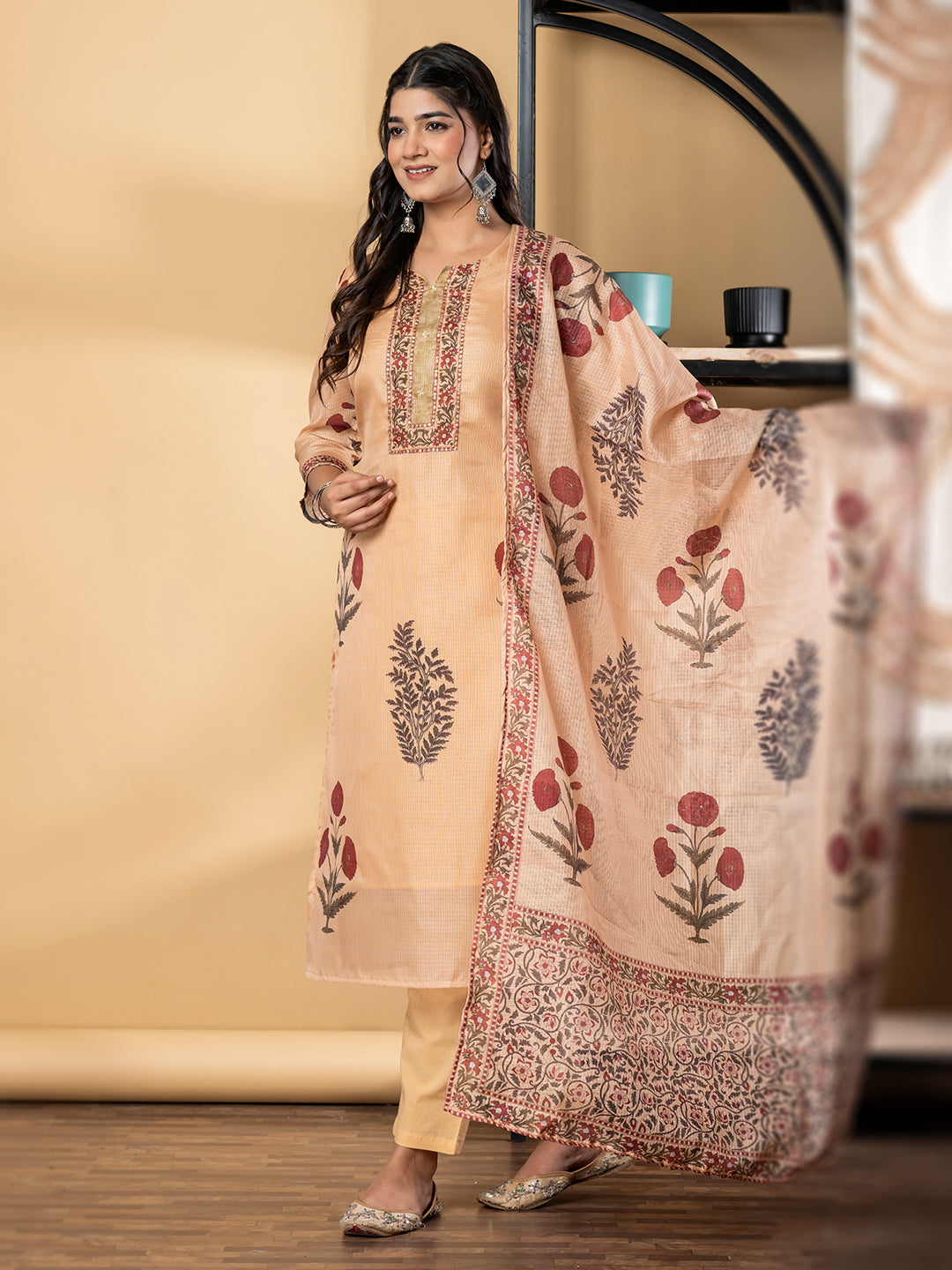 Peach Blossom Heritage Kurta Set Secondary image