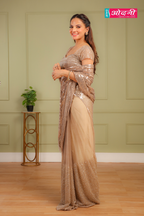 Champagne Gold Liquid Sequin Saree (847-B D-1)