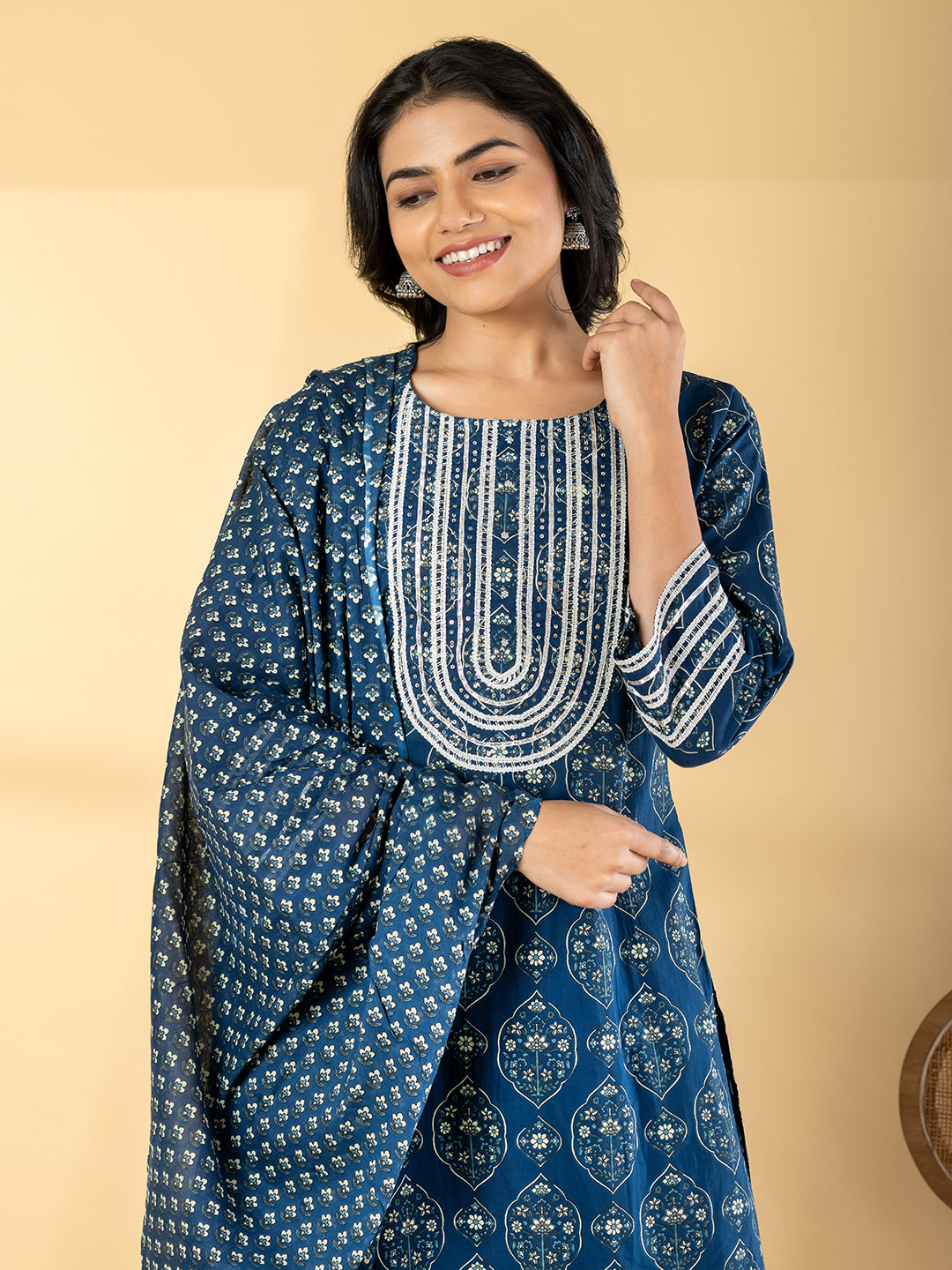 Cotton Silk Suit with Gota Patti Accents Secondary image
