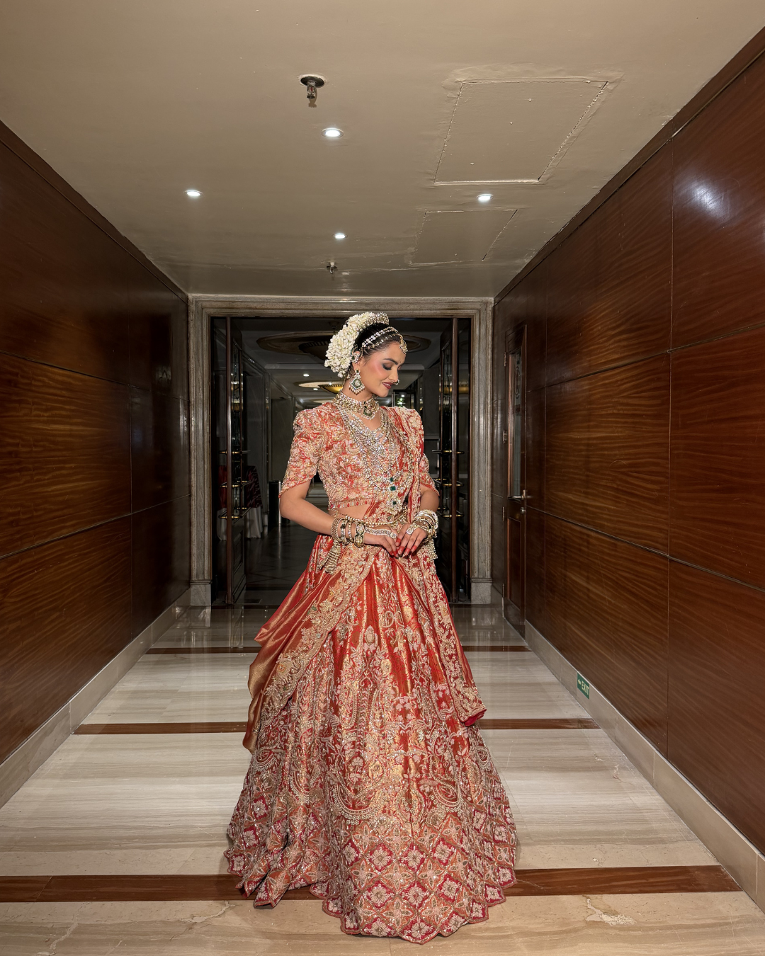 Rust mettalic luxury lehenga