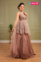 Mauve Layered Anarkali Short kurti and skirt (SA-23143 D-71)