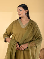 Olive Glimmer Chanderi Set