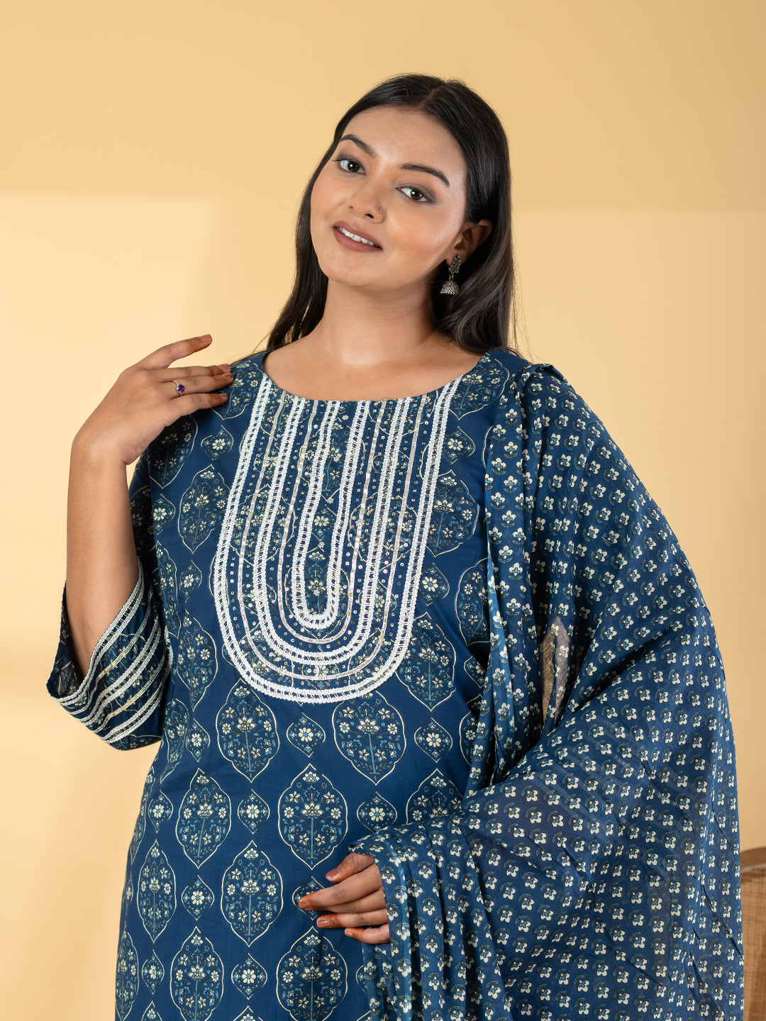 Indigo Cotton Silk Suit Secondary image