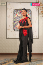 Black Ember Pre-Draped Saree (KDS-25-87 D-104)