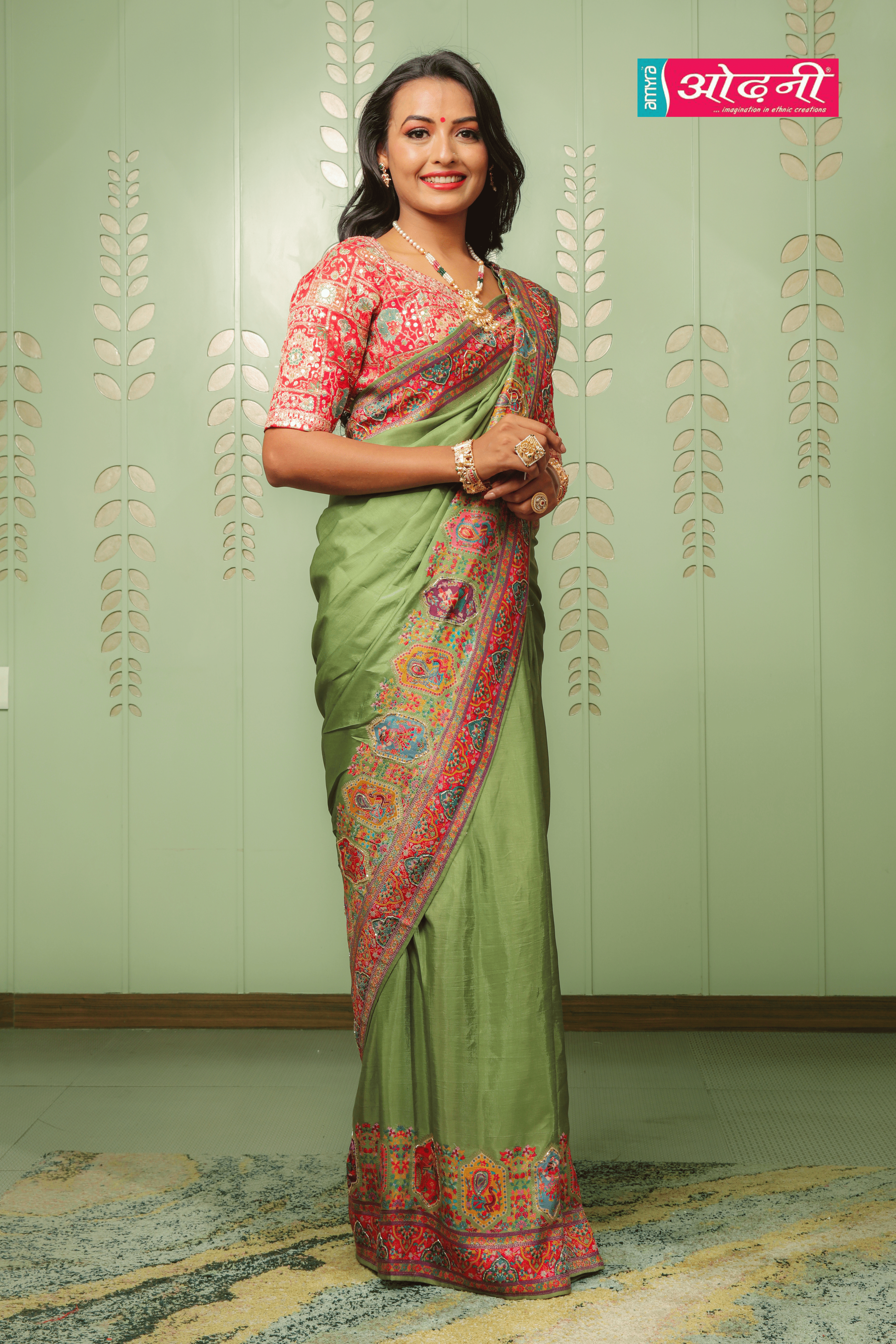 Pashmina Paisley Embroidered Saree (1130 gs-14)