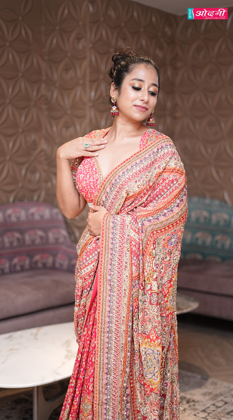 Tuscan Sunset Luxury Saree