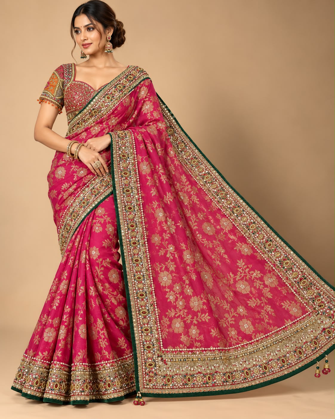 Rani Pink Banarasi Saree Main image