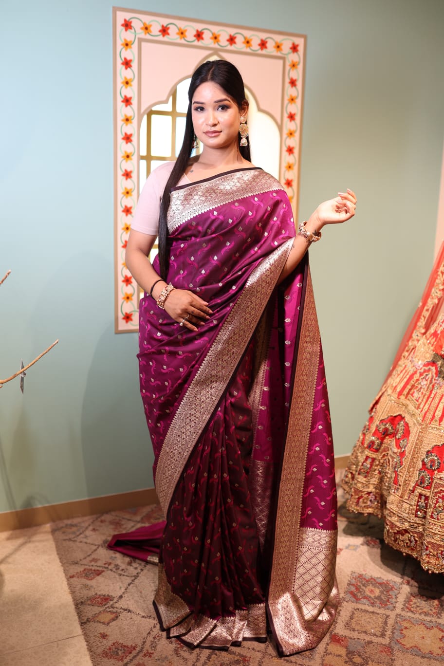 Purple Banarasi Silk Saree with Rich Zari Border