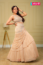 Peach Tiered Ruffle Lehenga (154 D-46)