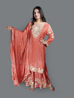 Terracotta Bloom Sharara Set (3619 GA-22)