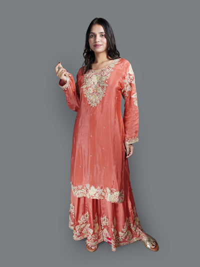 Terracotta Bloom Sharara Set (3619 GA-22)