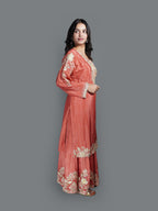 Terracotta Bloom Sharara Set (3619 GA-22)