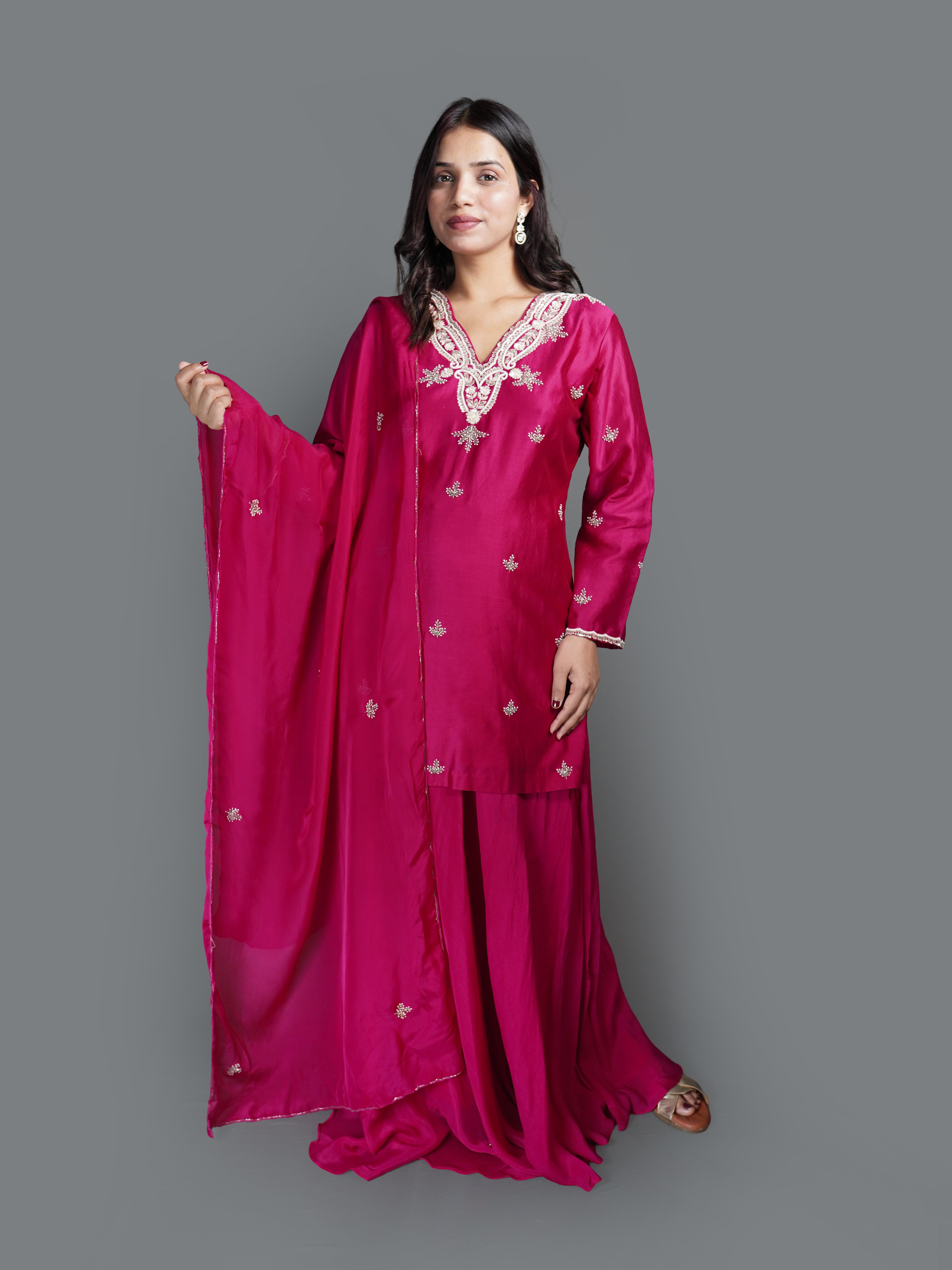 Fuchsia Flourish Kurti Skirt Set ( SN69 B-83) Main image