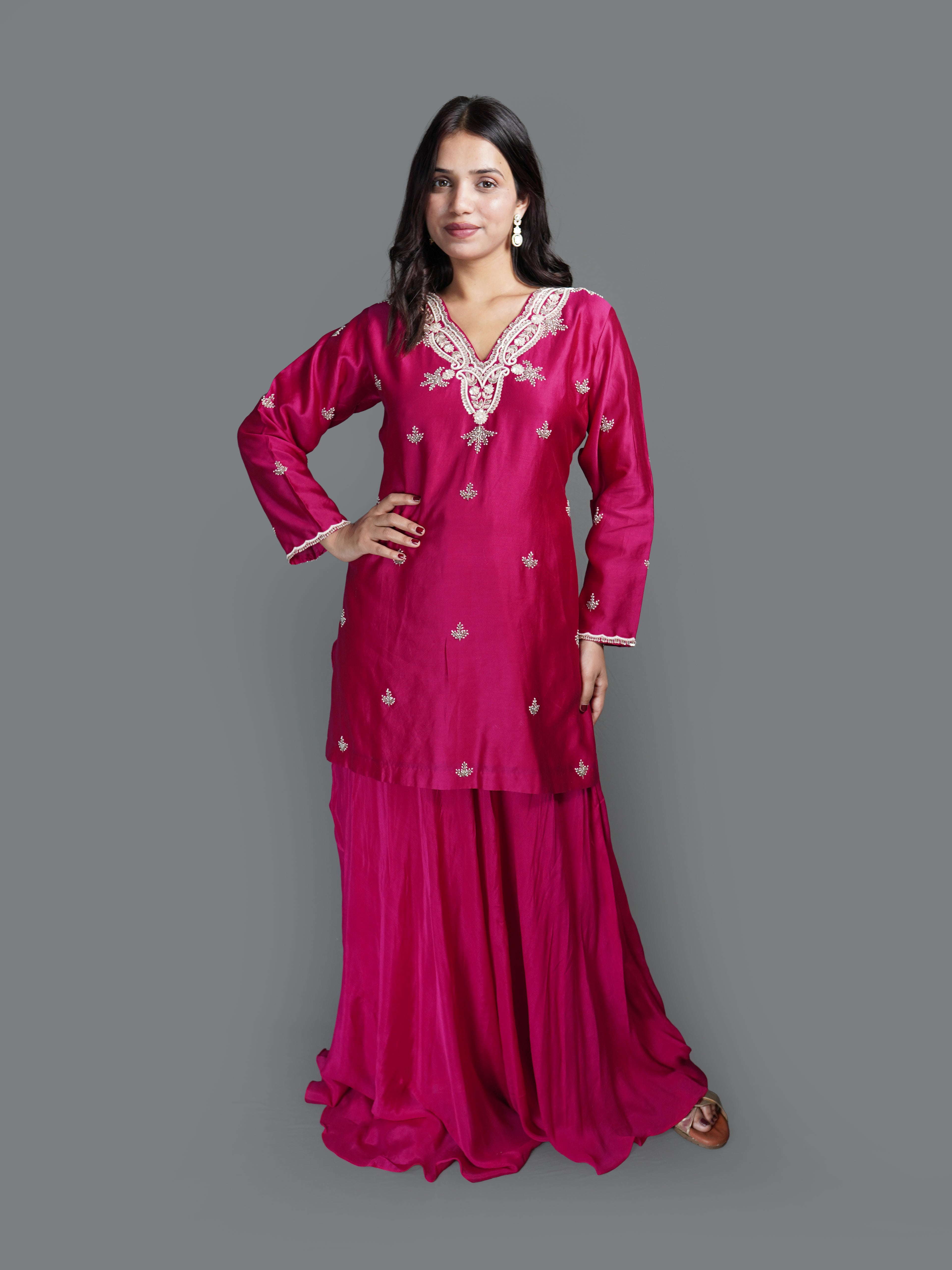 Fuchsia Flourish Kurti Skirt Set ( SN69 B-83) Secondary image