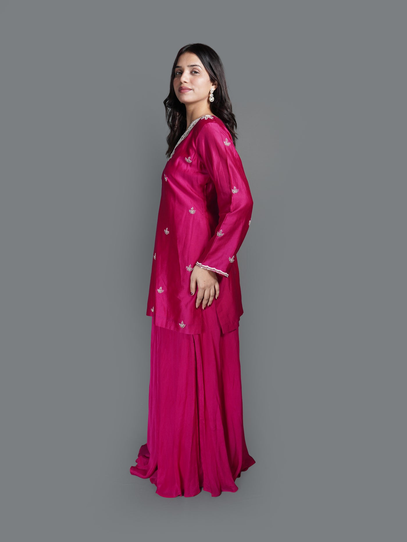 Fuchsia Flourish Kurti Skirt Set ( SN69 B-83)