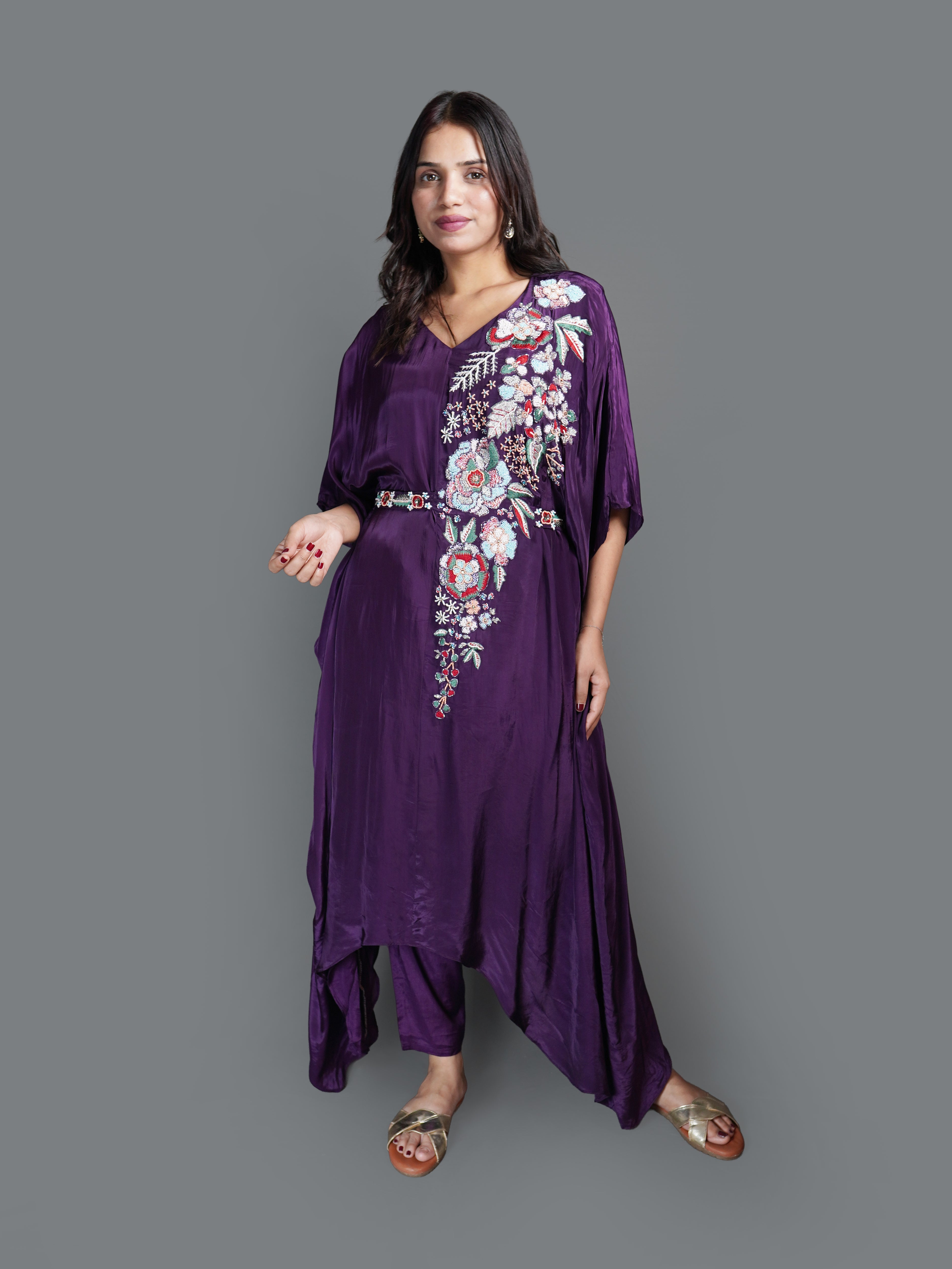 Regal Plum Kaftan Trousers Set (NB10535 BS-64)