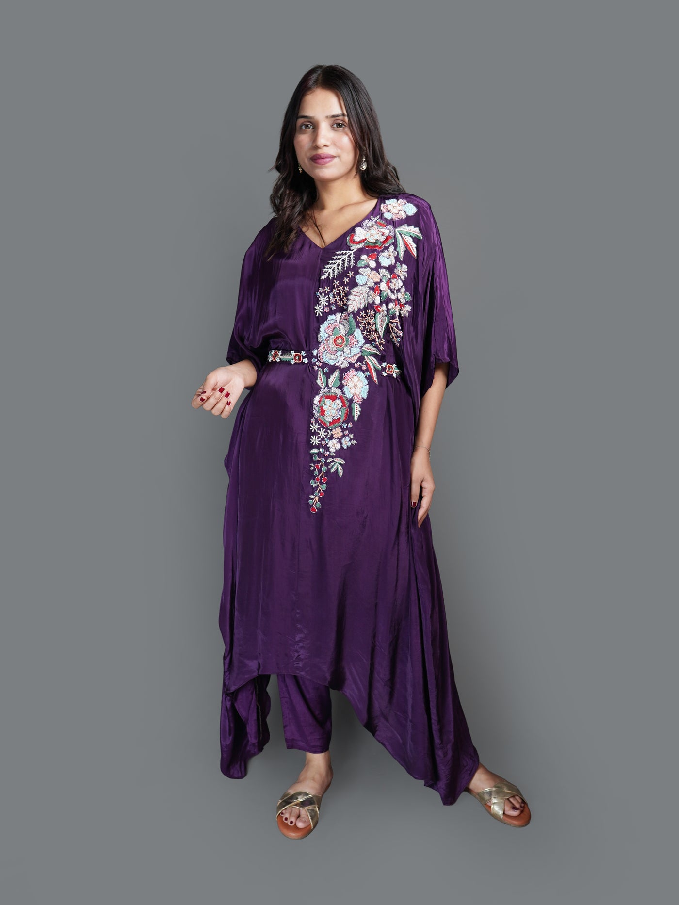 Regal Plum Kaftan Trousers Set (NB10535 BS-64)