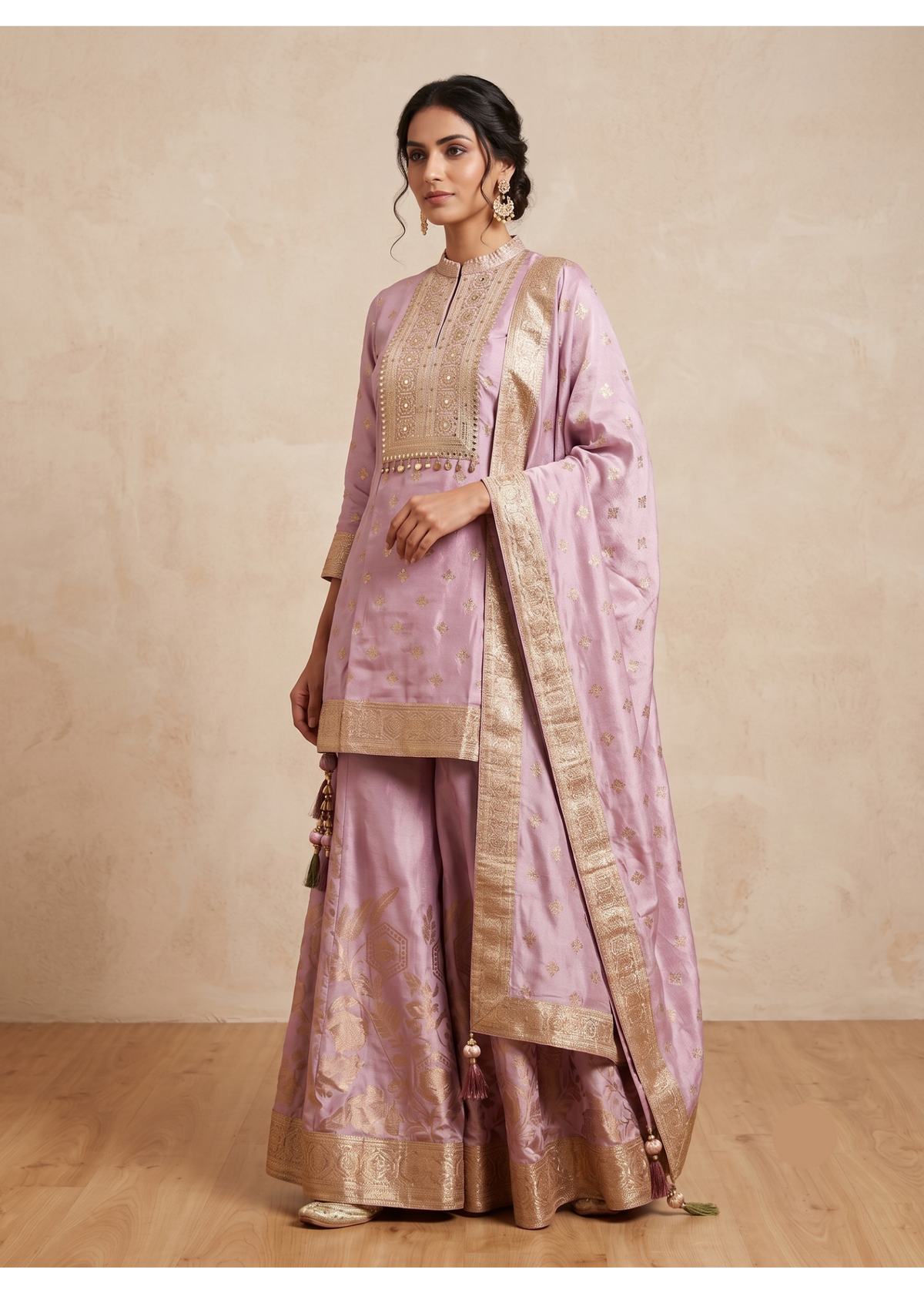 Lilac Banarasi Brocade Gharara Set Main image