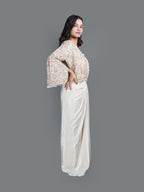 Ethereal Ivory Draped Skirt Set with Embroidered Jacket (MV-1114 GS-73)