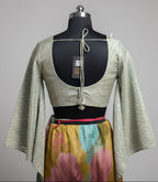 Buy Indo-Western Fusion Palazzo Set with Dramatic Sleeves & Crop Top for women