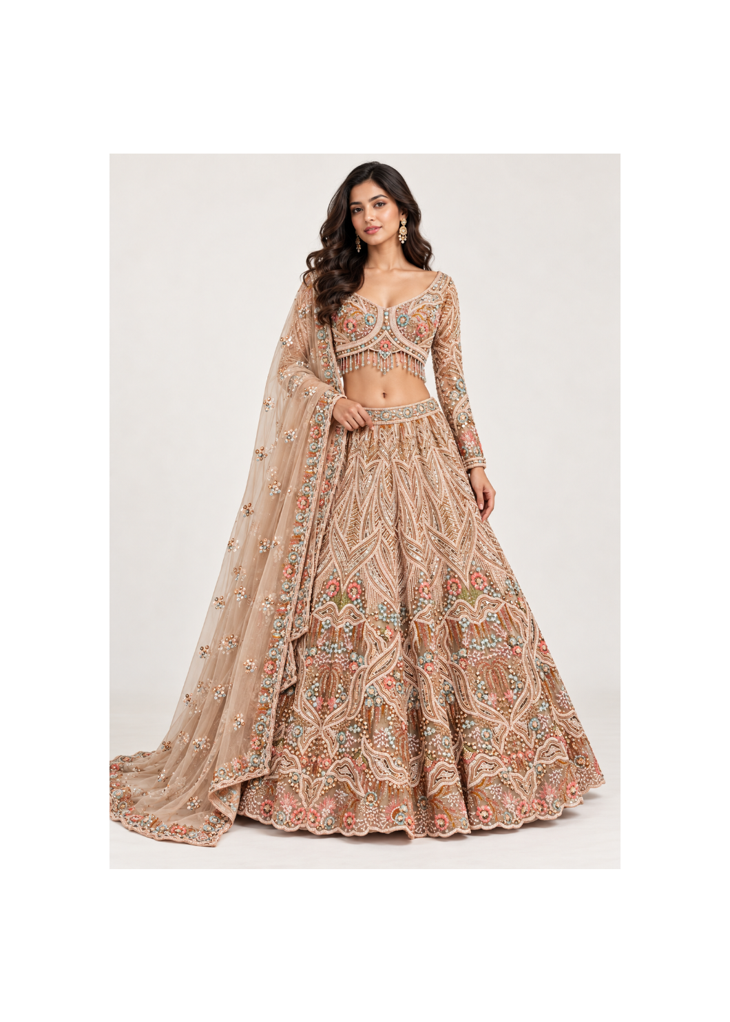 Blush Pastel Embroidered Bridal Lehenga Set