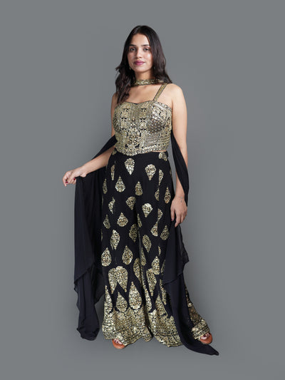 Midnight Gold Embellished co-ord Set (2610 M-29)