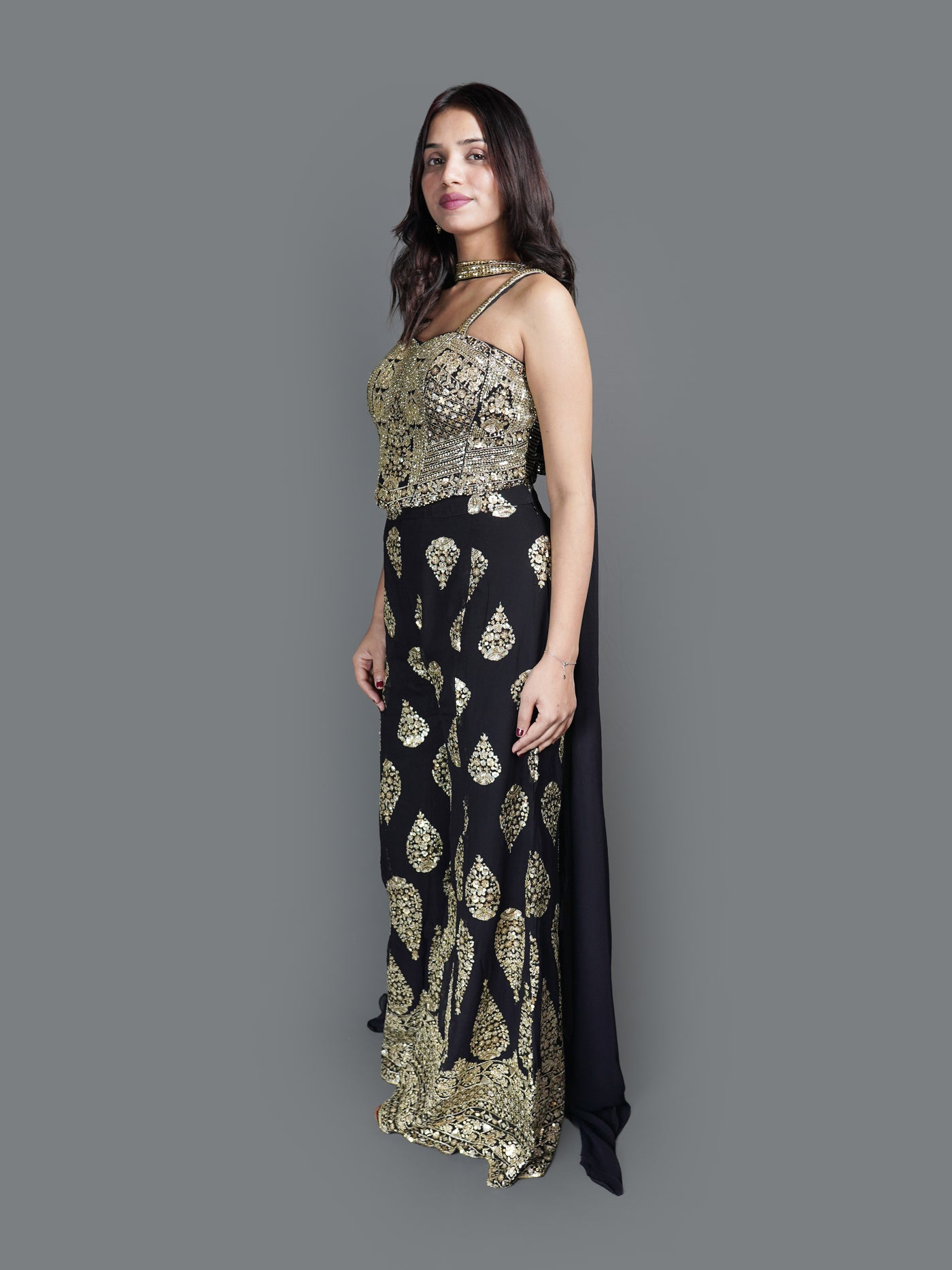 Midnight Gold Embellished co-ord Set (2610 M-29)