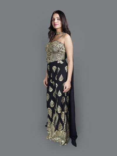 Midnight Gold Embellished co-ord Set (2610 M-29)