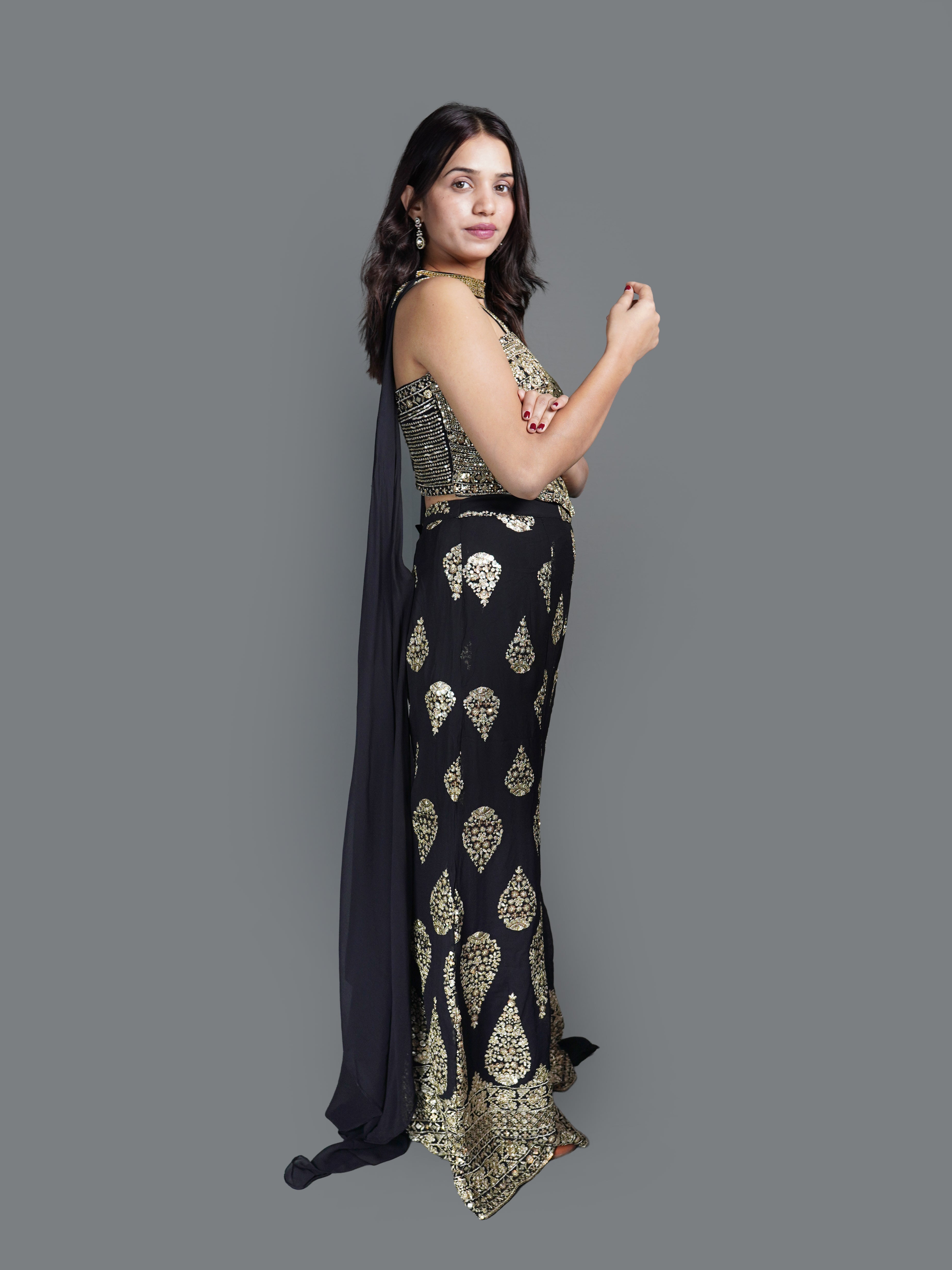 Midnight Gold Embellished co-ord Set (2610 M-29) Secondary image