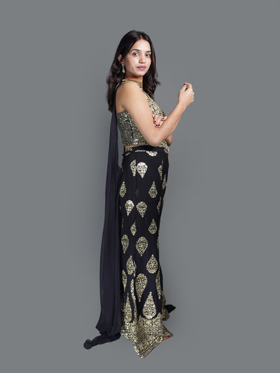 Midnight Gold Embellished co-ord Set (2610 M-29)