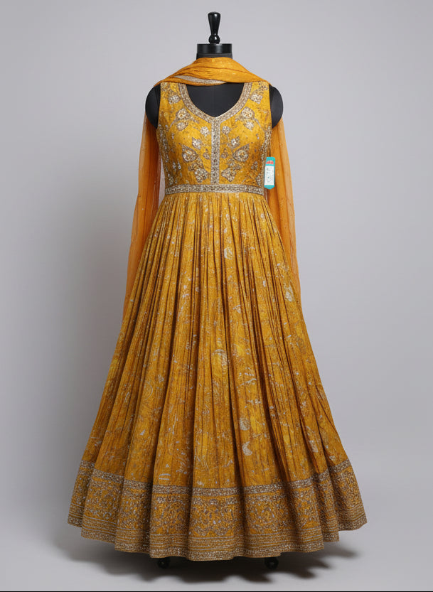 Gilded Amber Pleated Gown Main image