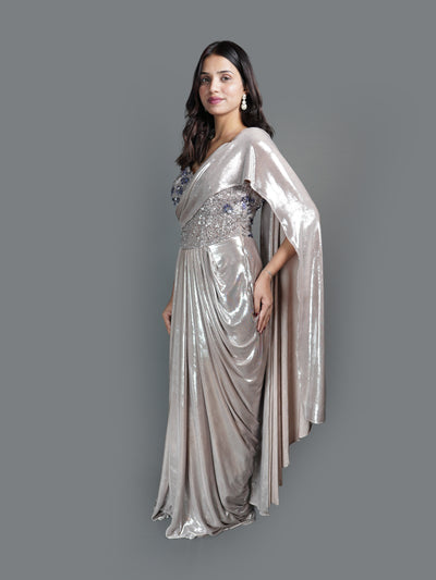 Liquid Silver Glamour Lycra Drape Saree (PD0786 D-30)