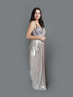 Liquid Silver Glamour Lycra Drape Saree (PD0786 D-30)