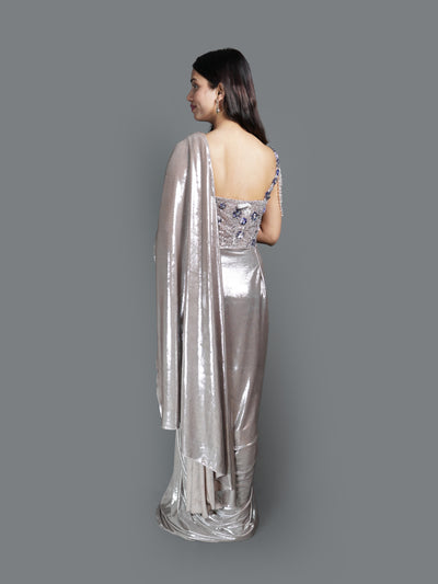Liquid Silver Glamour Lycra Drape Saree (PD0786 D-30)