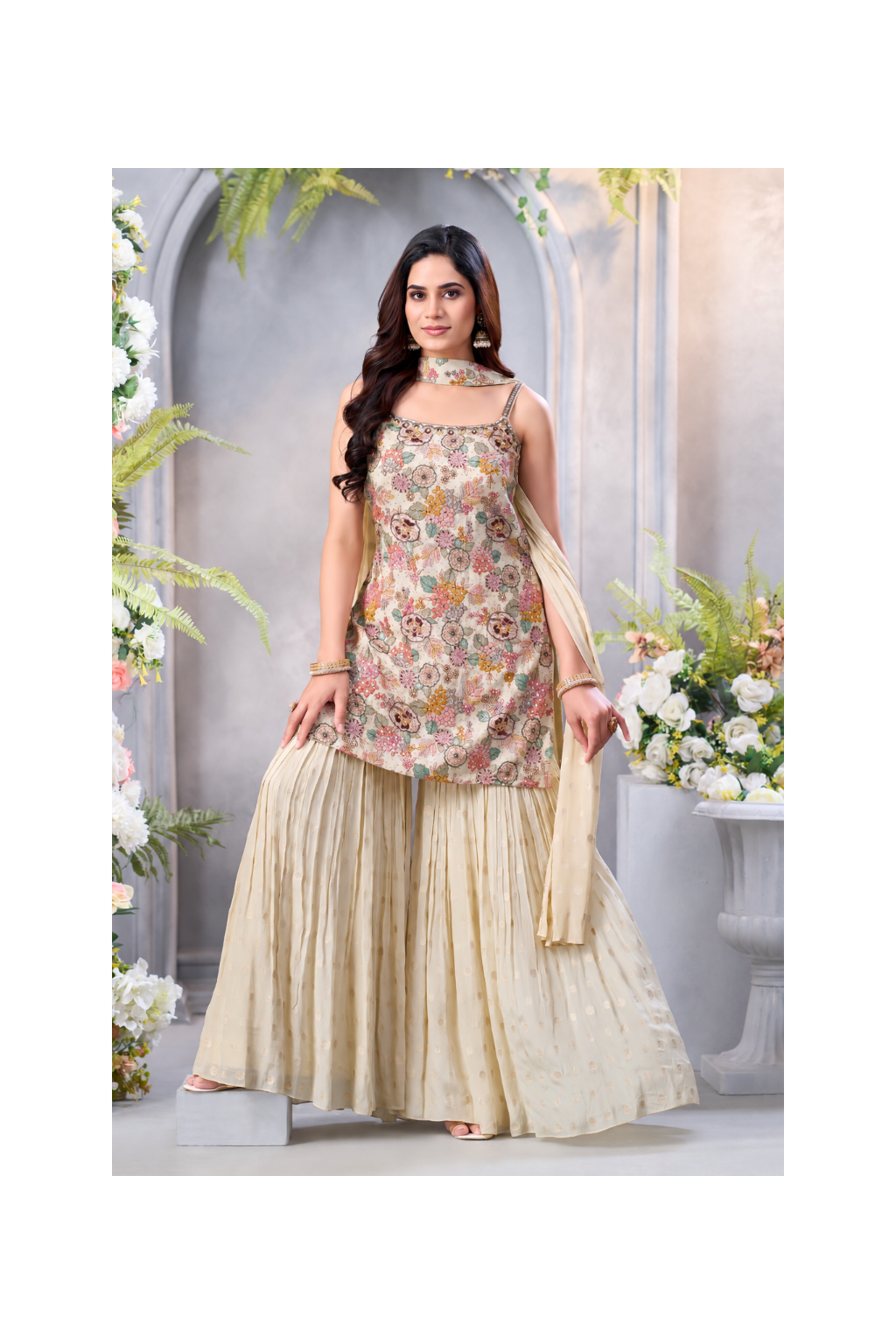 Elegant Floral Embellished Sharara Set Main image