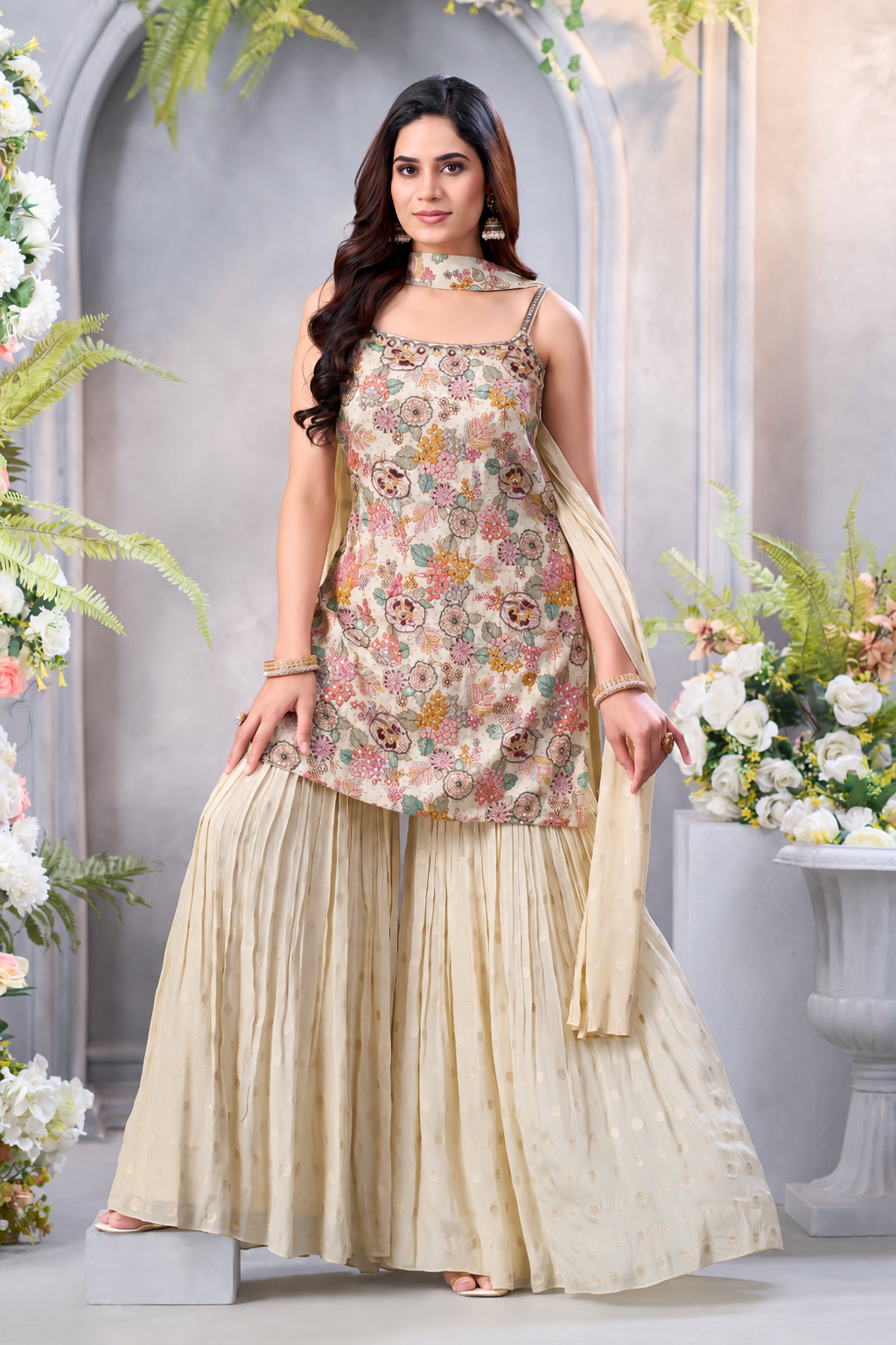 Elegant Floral Embellished Sharara Set