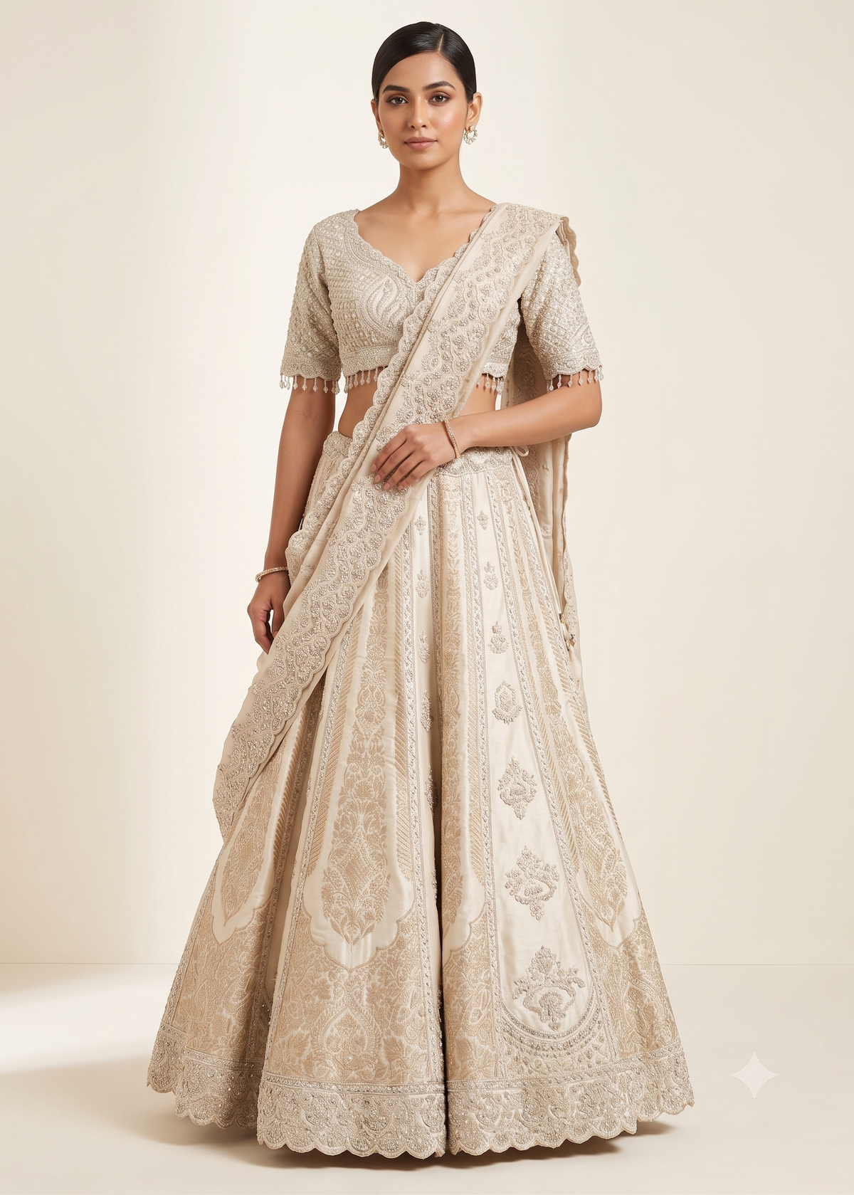 Ivory Silk Bridal Lehenga