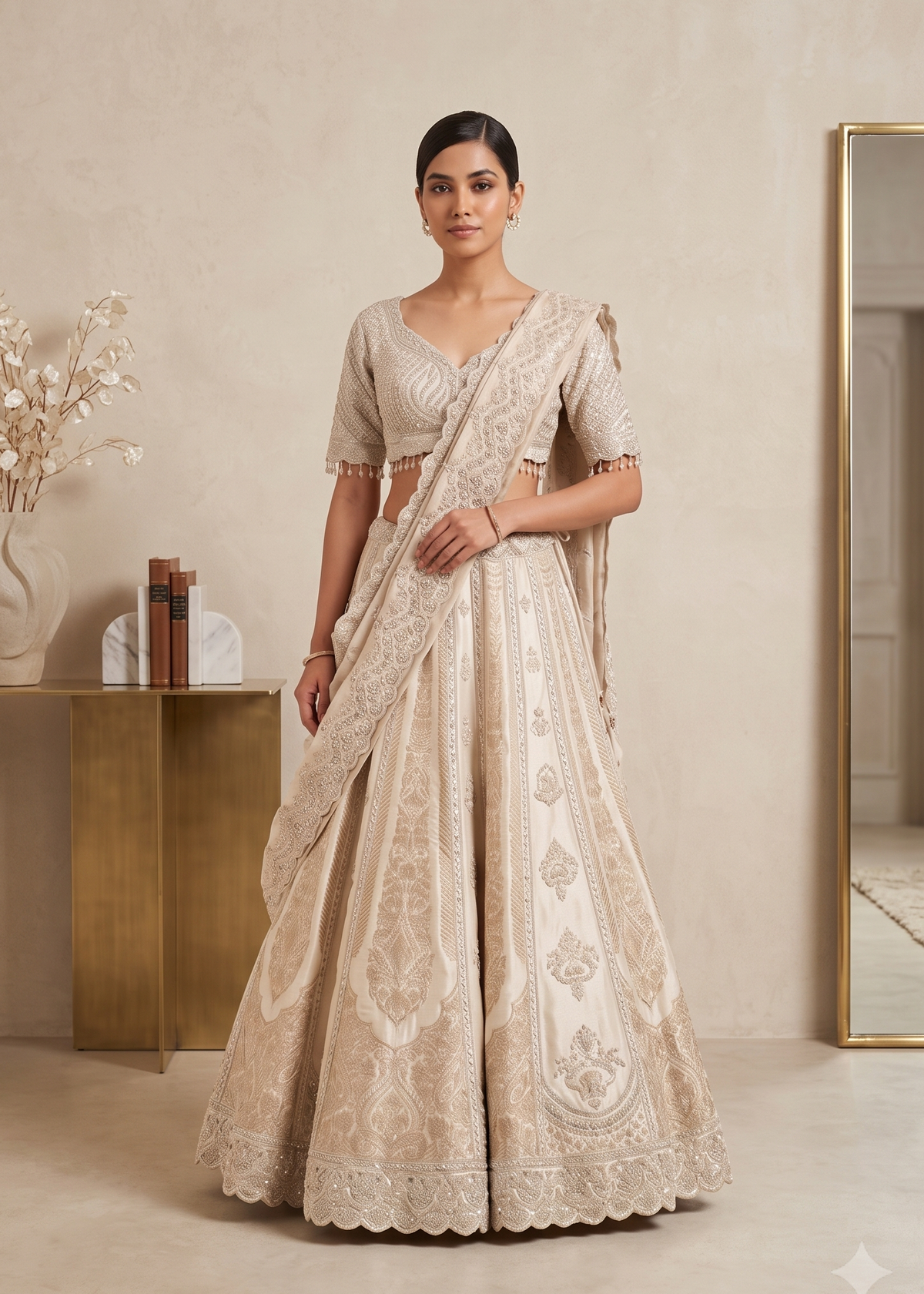 Ivory Silk Bridal Lehenga