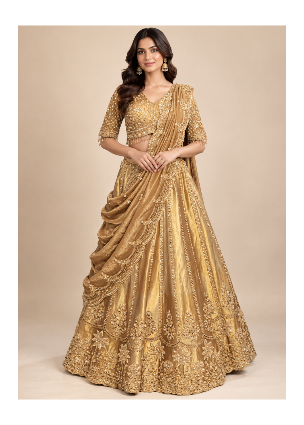 Antique Gold Embroidered Lehenga Main image
