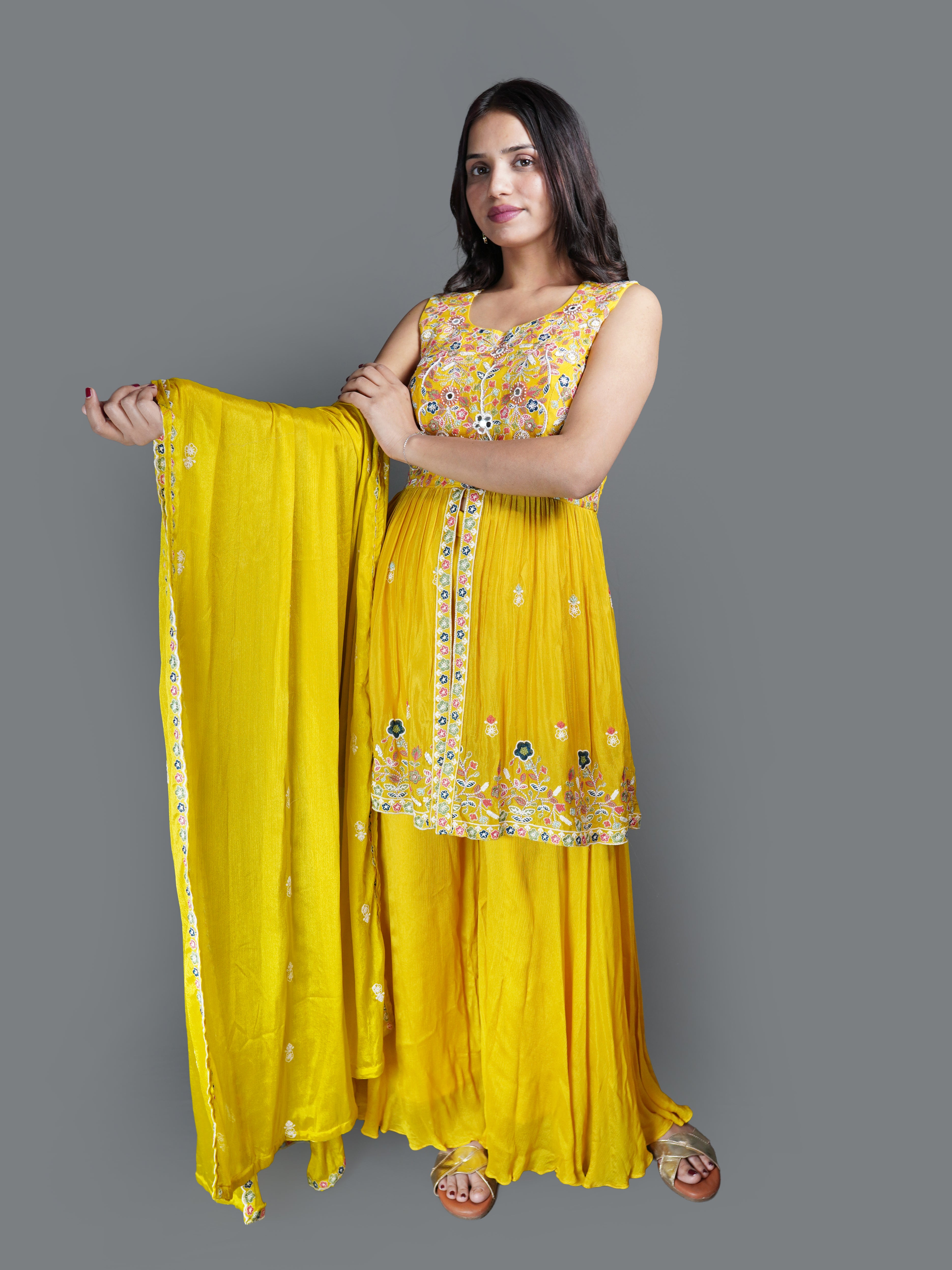 Marigold Sunburst Tunic Sharara Set (1016 GS-127) Secondary image