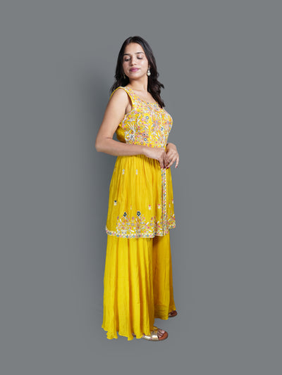 Marigold Sunburst Tunic Sharara Set (1016 GS-127)